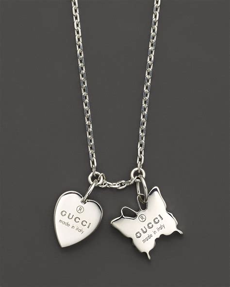 gucci boule heart sterling silver toggle necklace|gucci heart butterfly necklace.